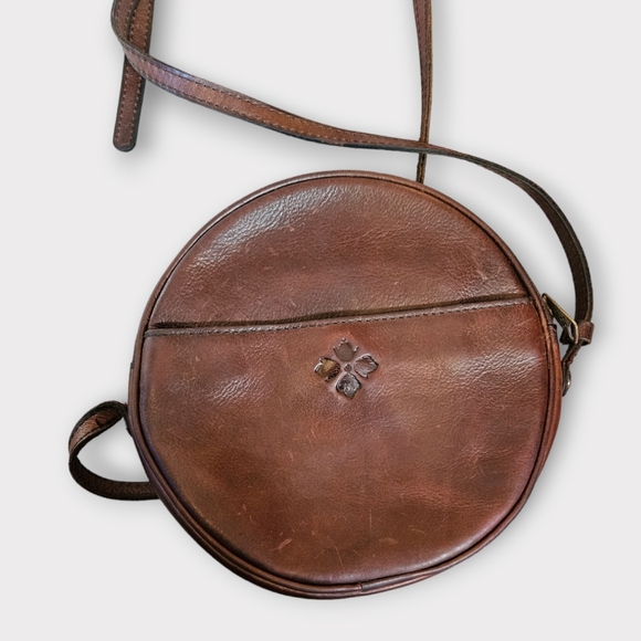 Patricia Nash Leopard Pony Hair Leather Circle Crossbody Bag - Picture 2 of 8